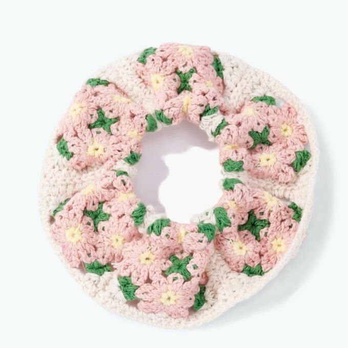 Crochet Flower Scrunchie