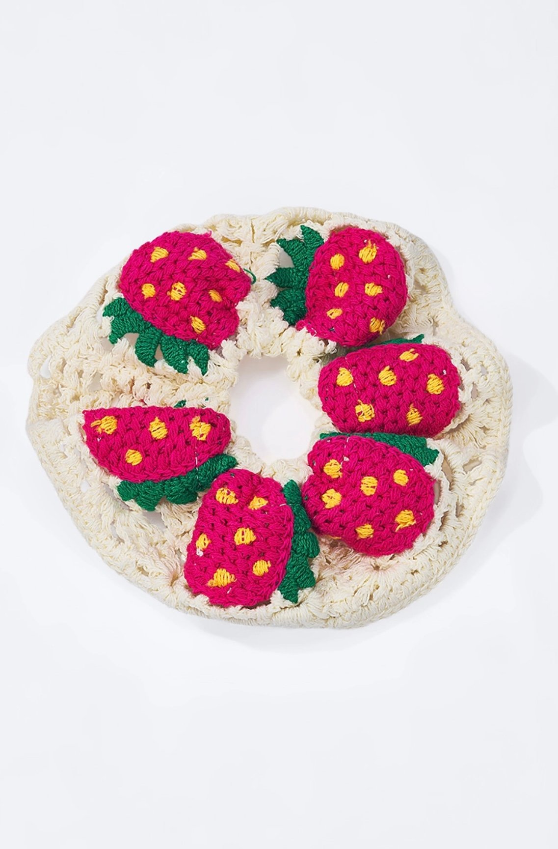 Crochet Elastic Scrunchie with Strawberry Pattern
