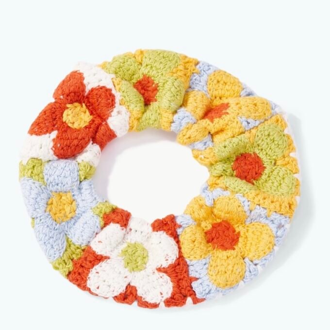 Crochet Flower Scrunchie