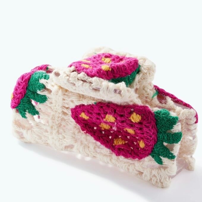 Crochet Strawberries Hair Clip