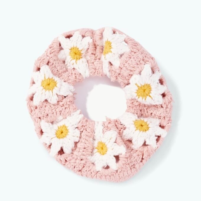 Crochet Flower Scrunchie