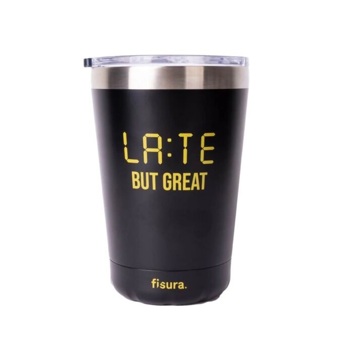 "Late But Great" Black Thermos Mug