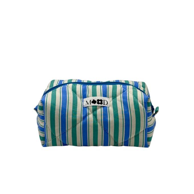 Blue and Green Stripes Mini Makeup Bag