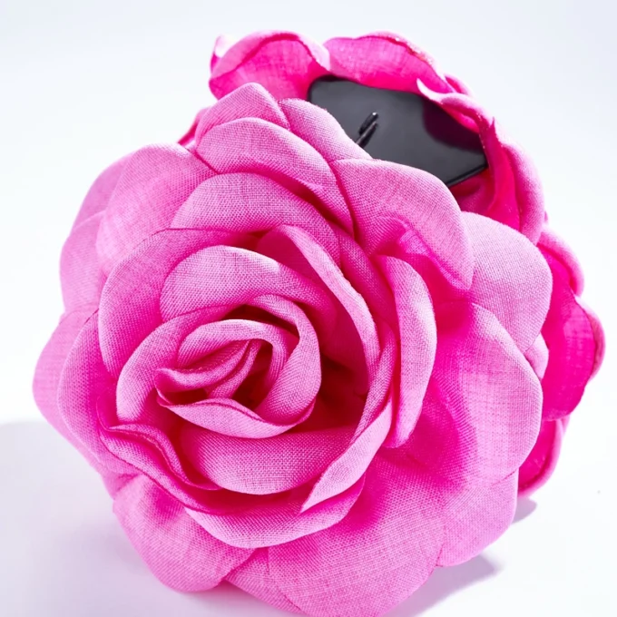 Fuchia Flower-Shaped Hair Clip