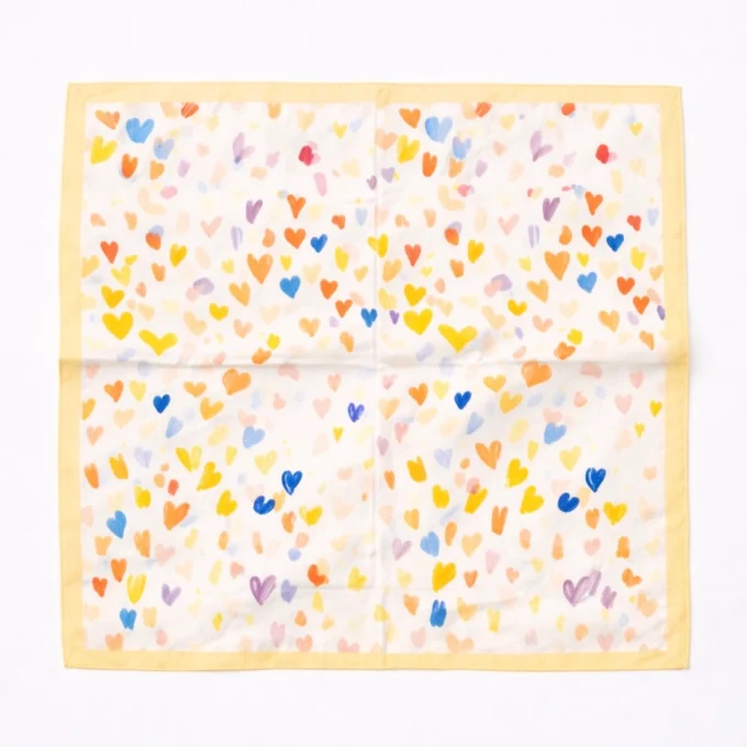 Colorful Hearts Yellow Scarf