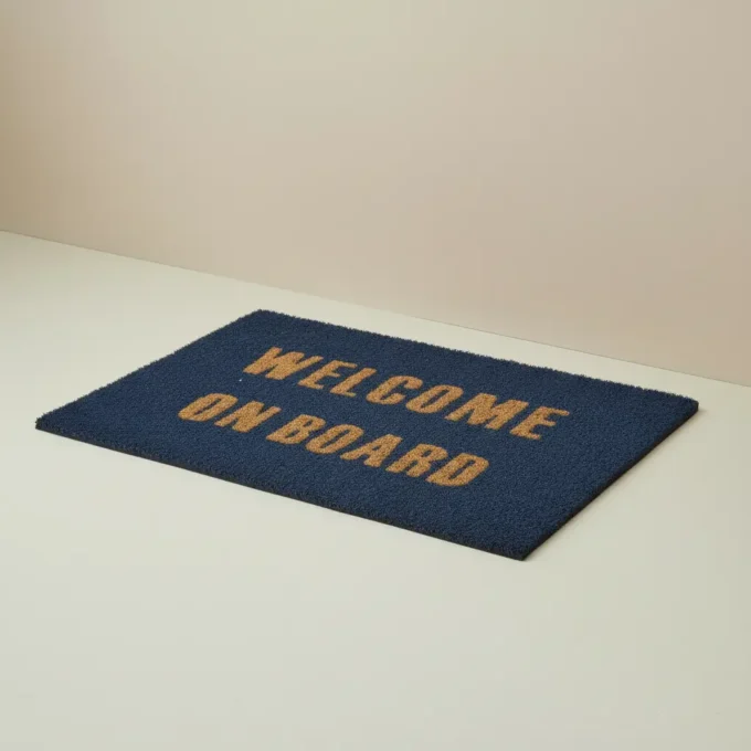 Coco Door Mat - Welcome On Board Light Blue Base