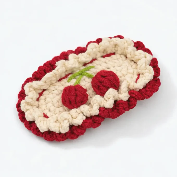 Crochet Cherry Hair Barrette