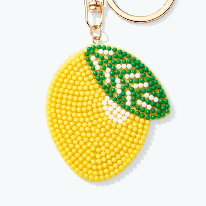 Beaded Seed Bead Lemon Keychain