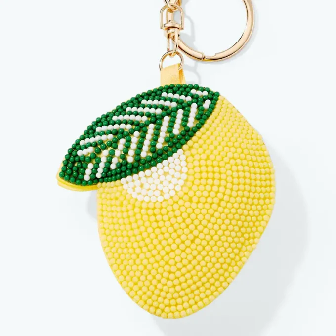 Beaded Seed Bead Lemon Keychain\ Bag Charm