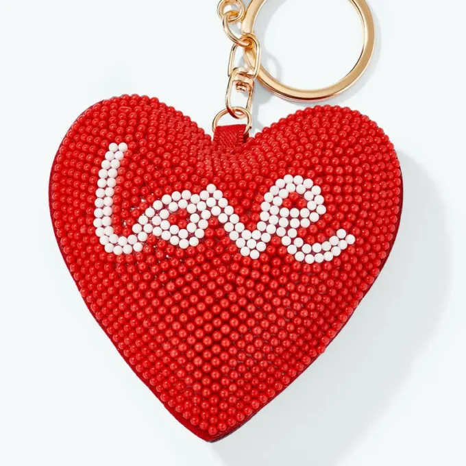 Beaded Seed Bead Love Keychain \ Bag Charm