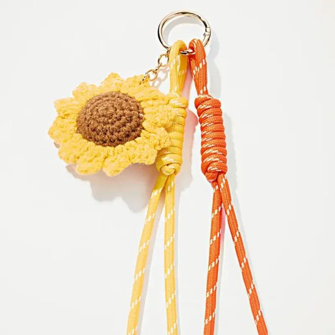 Crochet Sunflower Bag Charm and Keychain