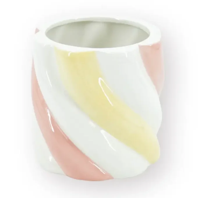 Pot - Flowerpot - Marshmellow - Pink/Yellow - 12.5x12.5x13cm