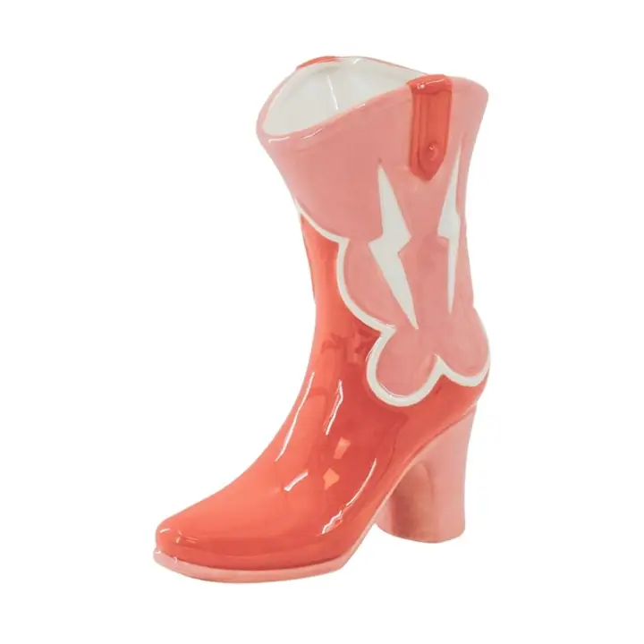 Flower Vase- Boot Vase- Ceramics- Pink/ Orange-16,5x10.5x26,5cm