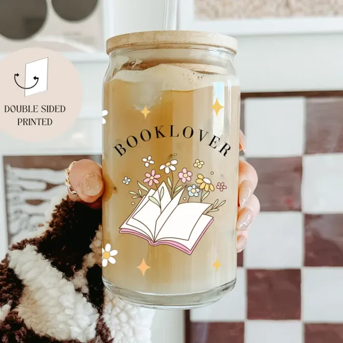 Booklover Glass Tumbler Double Side Print