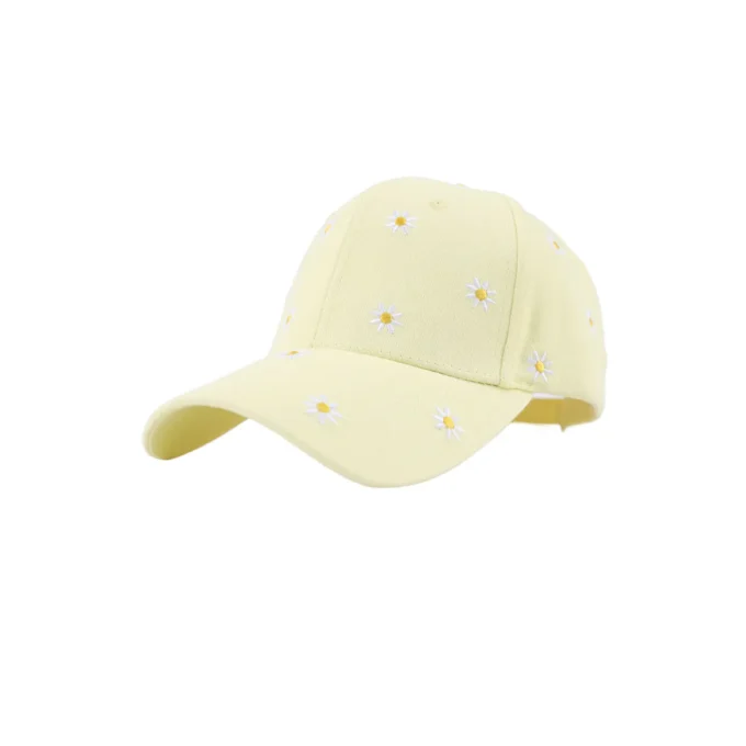 Daisy-Embroidered Cotton Cap