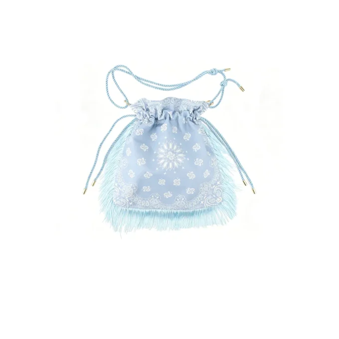 Bohemian Fringed Cotton Drawstring Bag