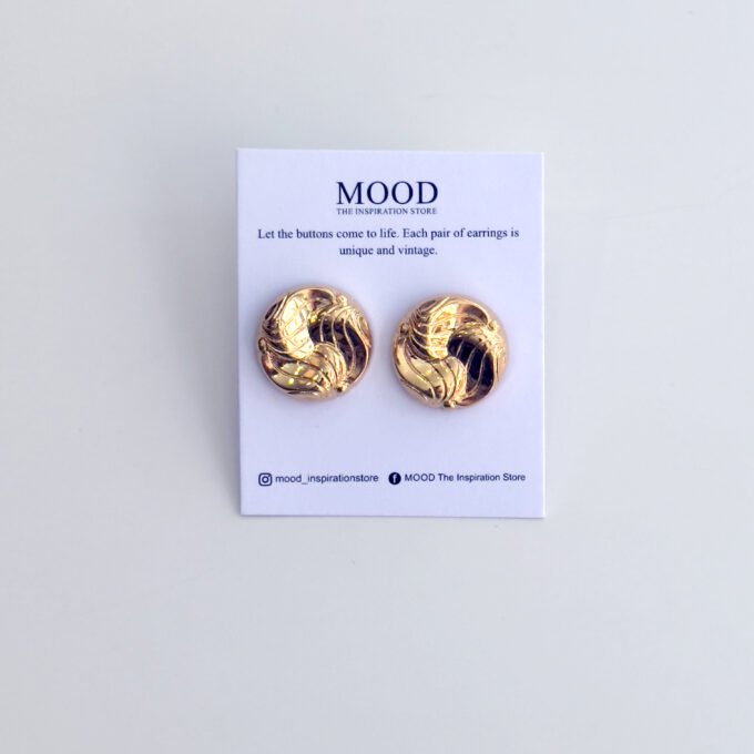 Wavy Gold Button Earrings