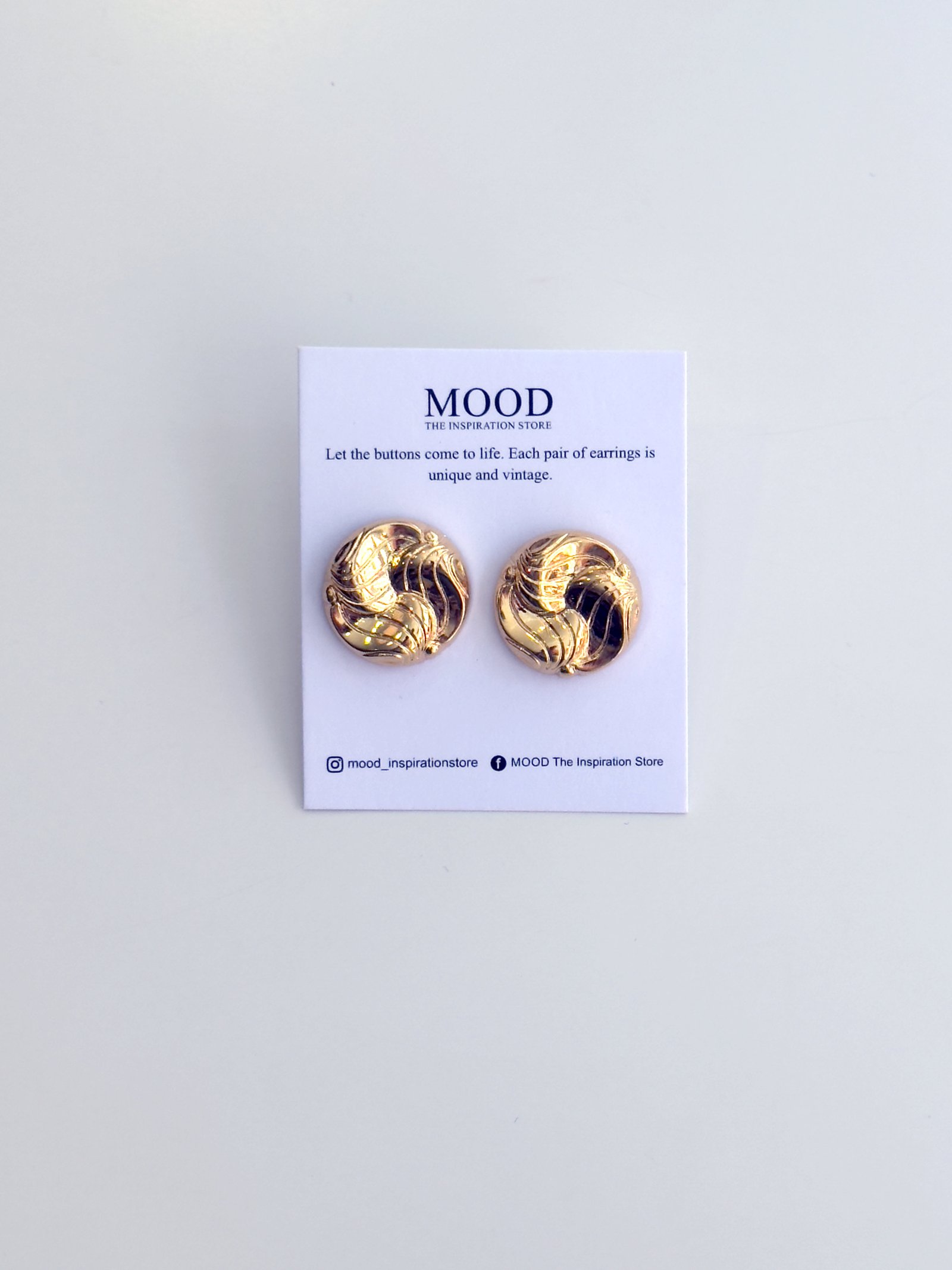 Wavy Gold Button Earrings