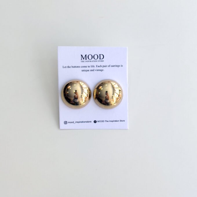 Gold Round Button Earrings