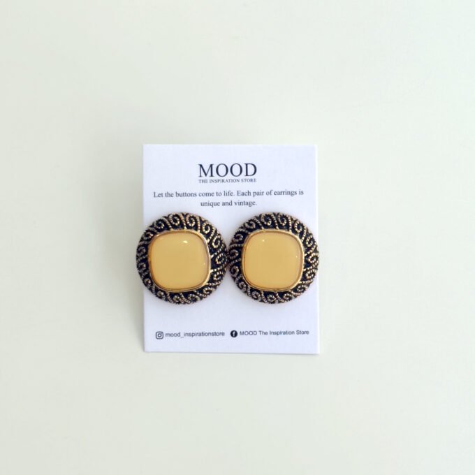 Yellow Square Button Earrings