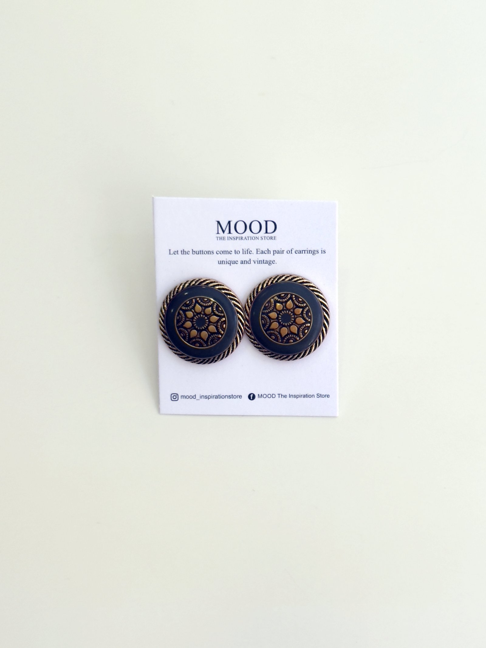 Olive Green Vitro Button Earrings