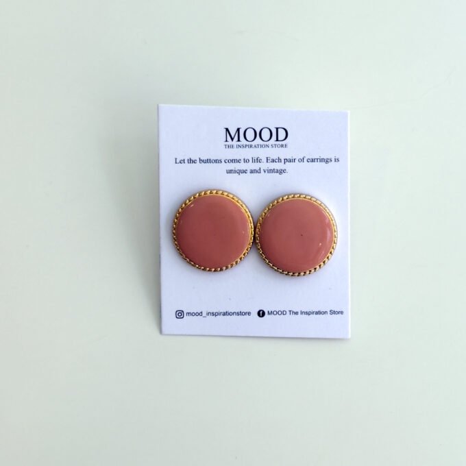 Pink Round Button Earrings