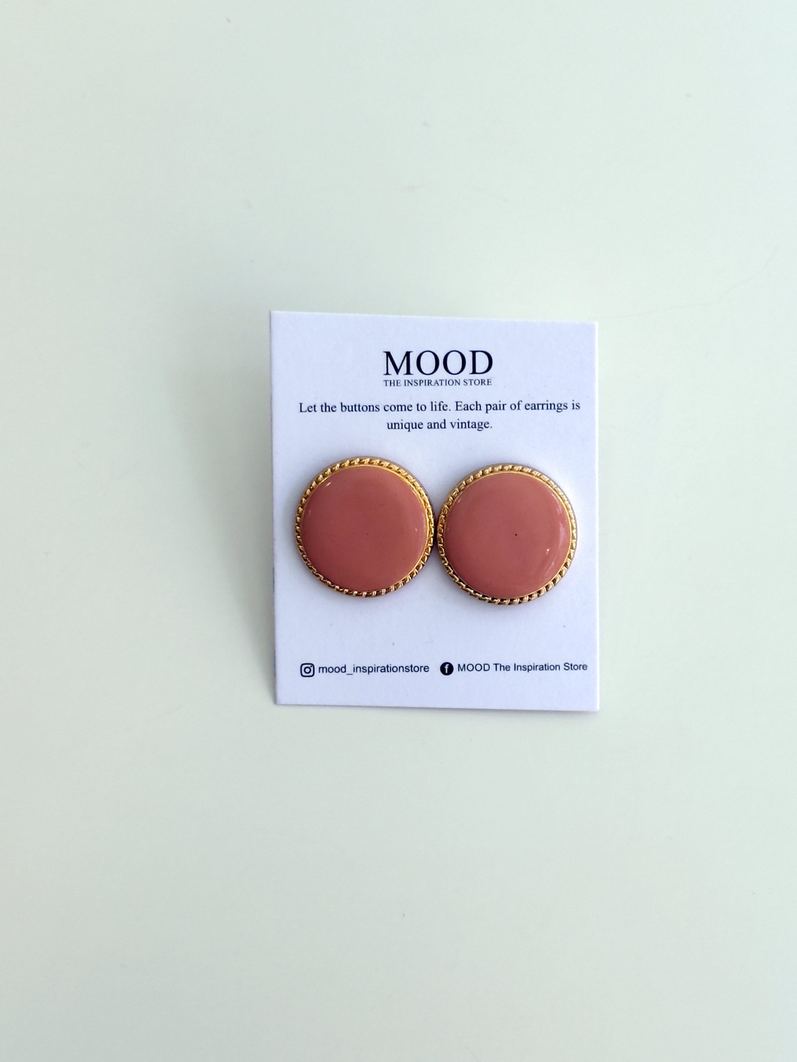 Pink Round Button Earrings