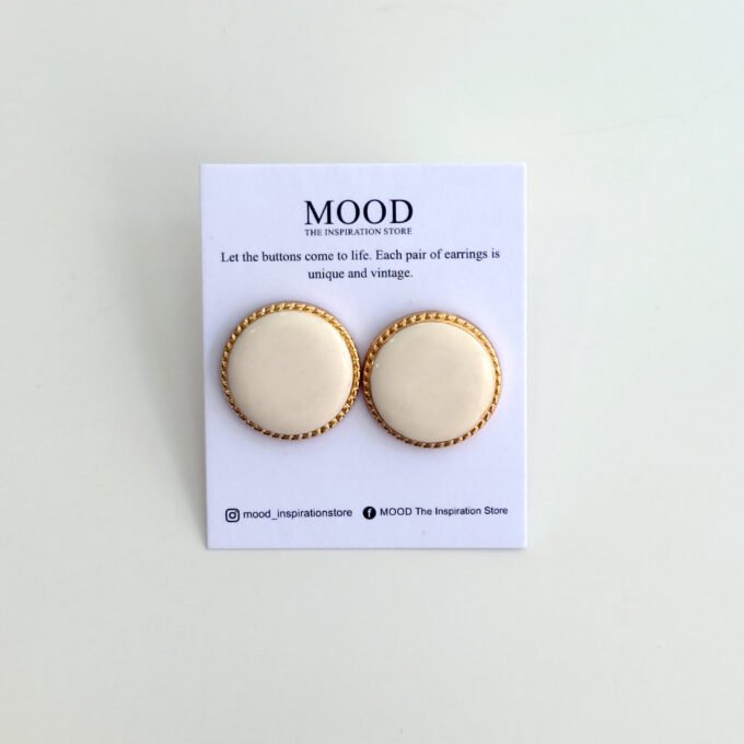 White Round Button Earrings