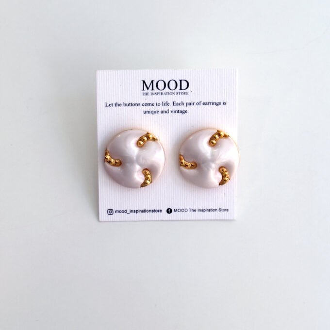 White Tornado Button Earrings
