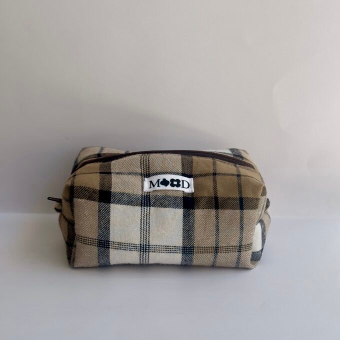 Scottish Plaid Beige Mini Makeup Bag