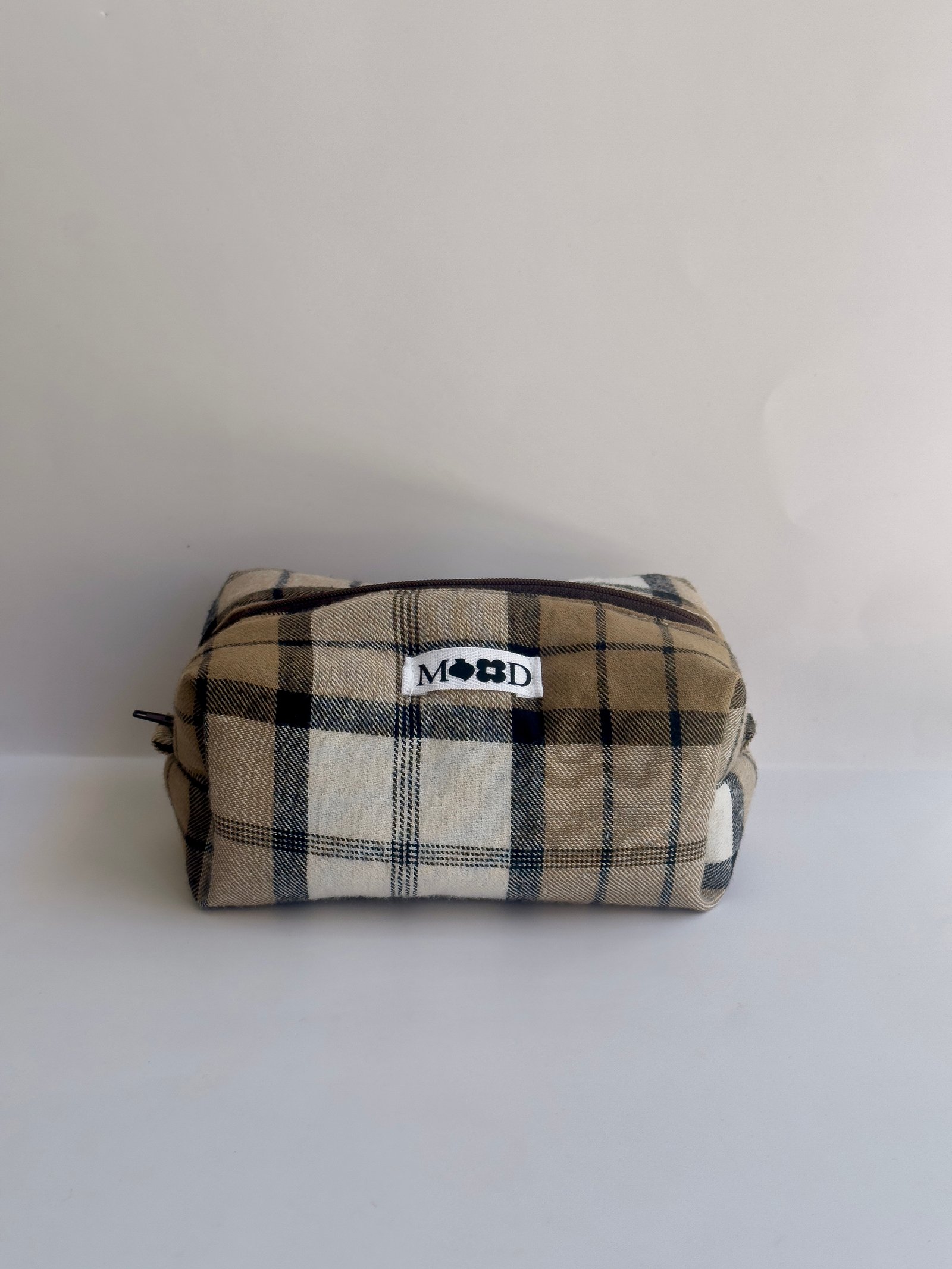Scottish Plaid Beige Mini Makeup Bag
