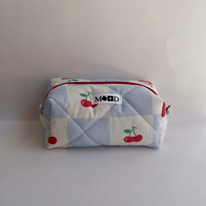 Cherry Squares Mini Makeup Bag