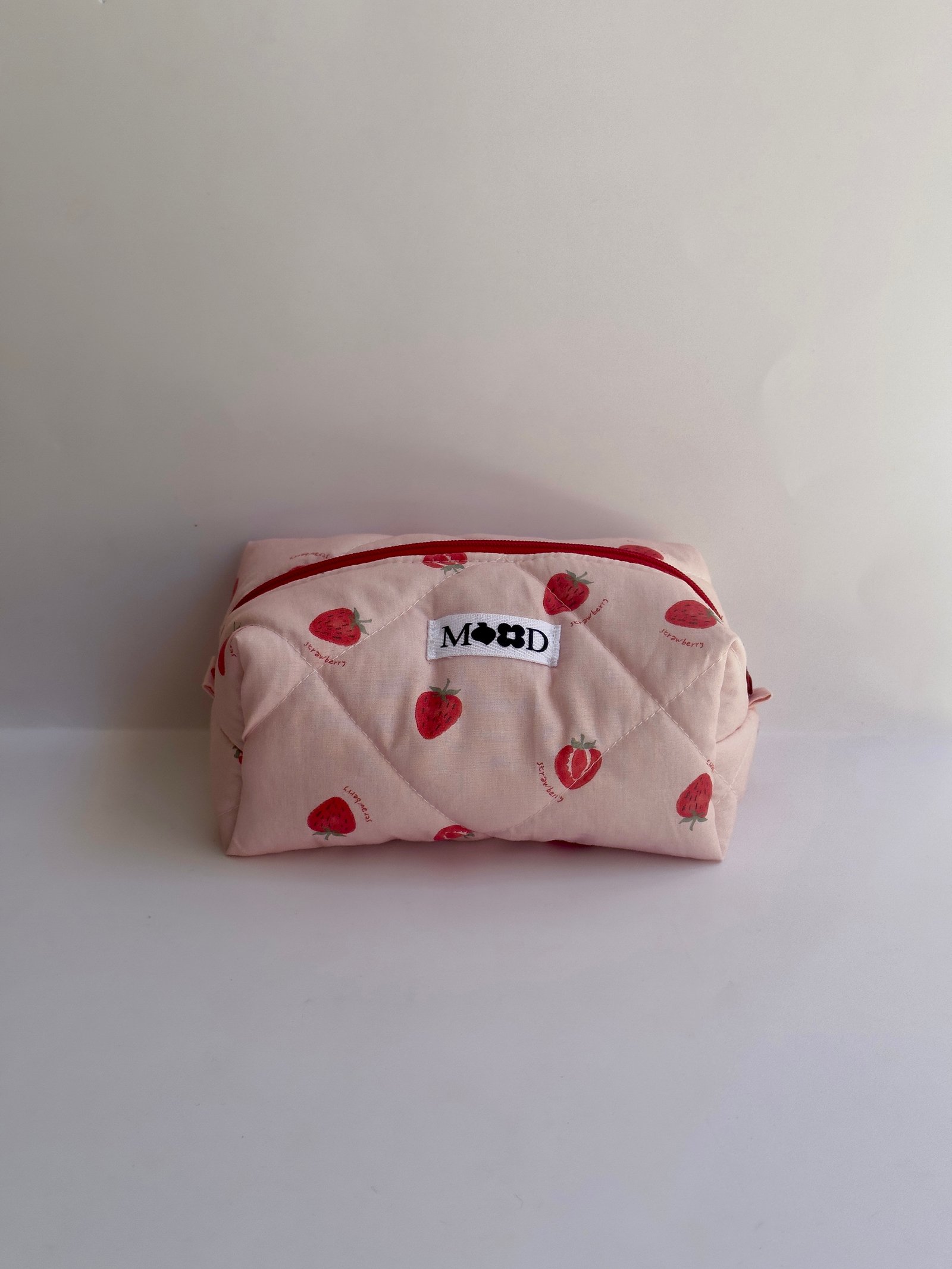 Pink Strawberries Mini Makeup Bag