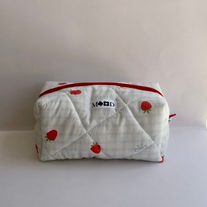 Light Blue Strawberries Classic Makeup Bag