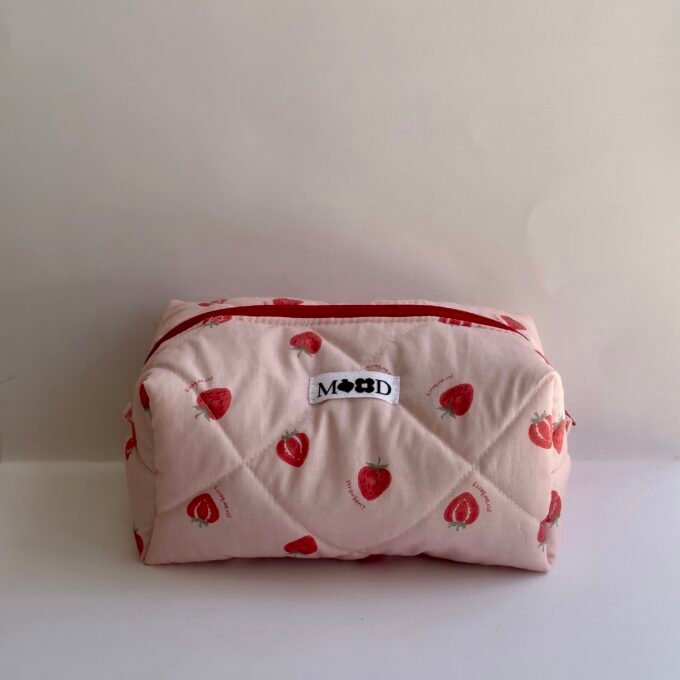 Pink Strawberries Classic Makeup Bag