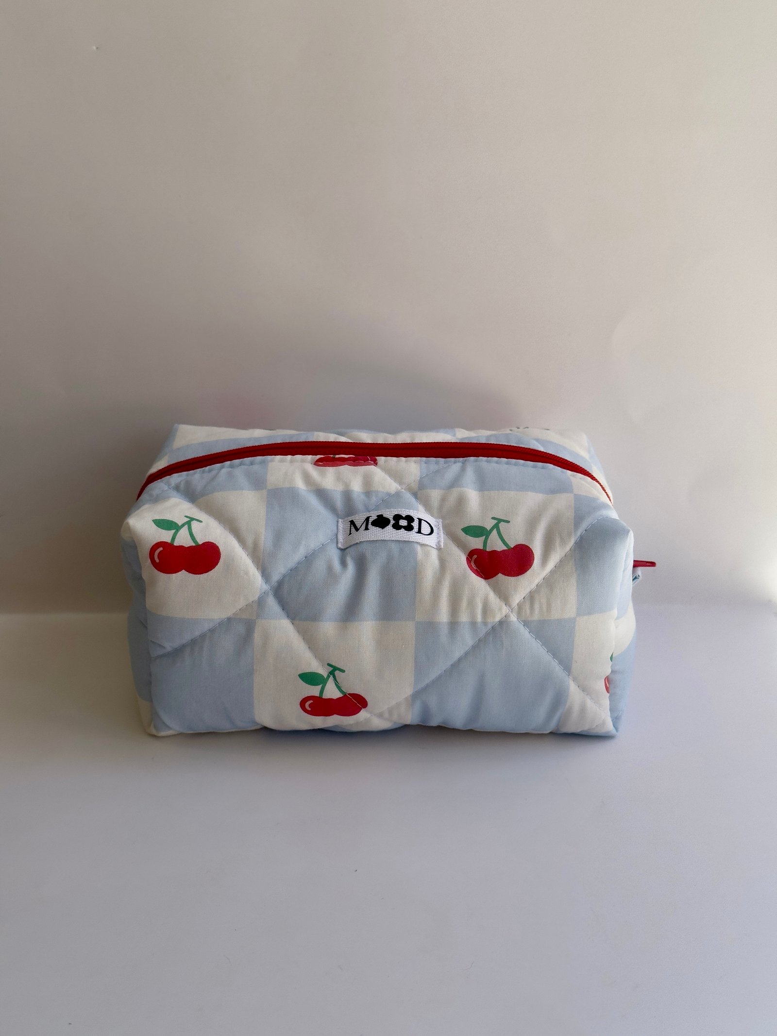 Cherry Squares Classic Makeup Bag
